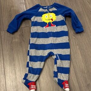 Blue and Gray Striped Kids One Piece with Yellow Monster